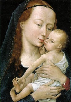 ロジャー・ファン・デル・ウェイデン Painting - 聖母子 オランダの画家 ロジャー・ファン・デル・ウェイデン